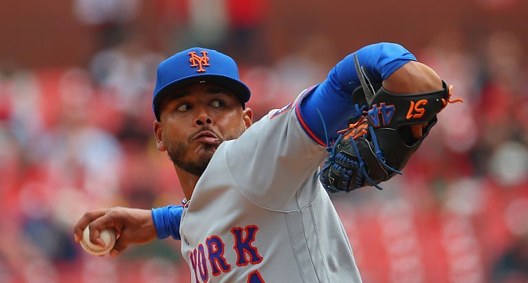 ST LOUIS, MISSOURI - APRIL 1: Freddy Peralta #51 of the New York Mets delivers a pitch against the St. Louis Cardinals in the first inning at Busch Stadium on April 1, 2026 in St Louis, Missouri. (Photo by Dilip Vishwanat/Getty Images)
