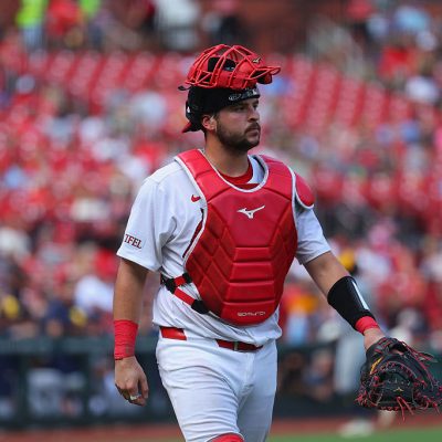 ST LOUIS, MISSOURI - SEPTEMBER 21: Jimmy Crooks #8 of the St. Louis Cardinals walks to the dugout against the Milwaukee Brewers at Busch Stadium on September 21, 2025 in St Louis, Missouri. (Photo by Dilip Vishwanat/Getty Images)