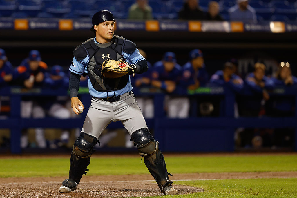 PORT ST. LUCIE, FL - MARCH 19: Caden Bodine #18 of the Tampa Bay Rays prepares to throw the ball in the seventh inning during the game between the Tampa Bay Rays and the New York Mets at Clover Park on Thursday, March 19, 2026 in Port St. Lucie, Florida. (Photo by Scott Audette/MLB Photos via Getty Images)
