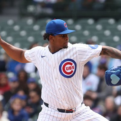 CHICAGO, ILLINOIS - APRIL 11: Edward Cabrera #30 of the Chicago Cubs delivers a pitch against the Pittsburgh Pirates during the first inning at Wrigley Field on April 11, 2026 in Chicago, Illinois. (Photo by Sage Zipeto/Getty Images)