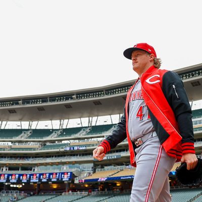 MINNEAPOLIS, MN - APRIL 18: Andrew Abbott #41 of the Cincinnati Reds takes the field prior to the game between the Cincinnati Reds and the Minnesota Twins at Target Field on Saturday, April 18, 2026 in Minneapolis, Minnesota. (Photo by Michael Turner/MLB Photos via Getty Images)