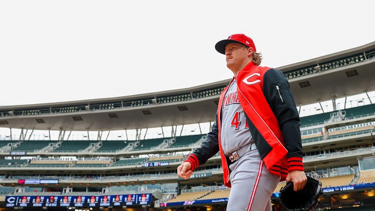 MINNEAPOLIS, MN - APRIL 18: Andrew Abbott #41 of the Cincinnati Reds takes the field prior to the game between the Cincinnati Reds and the Minnesota Twins at Target Field on Saturday, April 18, 2026 in Minneapolis, Minnesota. (Photo by Michael Turner/MLB Photos via Getty Images)