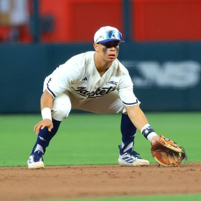 ATLANTA, GA - APRIL 21: Jarren Advincula (2) of the Georgia Tech Yellow Jackets at the second base position during the Tuesday evening men's college baseball game between the Georgia Bulldogs and the Georgia Tech Yellow Jackets on April 21, 2026 at Truist Park in Atlanta, GA. (Photo by David J. Griffin/Icon Sportswire via Getty Images)