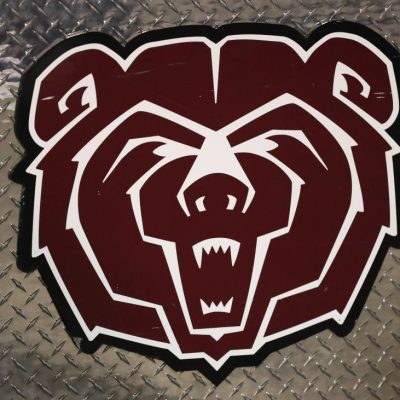 LAWRENCE, KS - SEPTEMBER 01: A view of the Missouri State Bears logo during a college football game between the Missouri State Bears and Kansas Jayhawks on Sep 1, 2023 at David Booth Memorial Stadium in Lawrence, KS. (Photo by Scott Winters/Icon Sportswire via Getty Images)