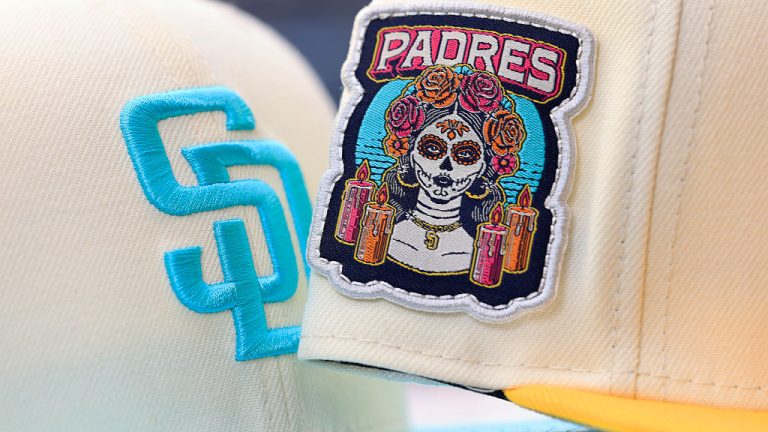 San Diego, CA - April 9: New San Diego Padres City Connect themed hats are displayed at Petco Park on April 9, 2026 in San Diego, CA.(Photo by K.C. Alfred / The San Diego Union-Tribune via Getty Images)