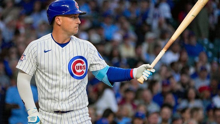 CHICAGO, IL - APRIL 21: Alex Bregman #3 of the Chicago Cubs bats during the game between the Philadelphia Phillies and the Chicago Cubs at Wrigley Field on Tuesday, April 21, 2026 in Chicago, Illinois. (Photo by George Gaza/MLB Photos via Getty Images)