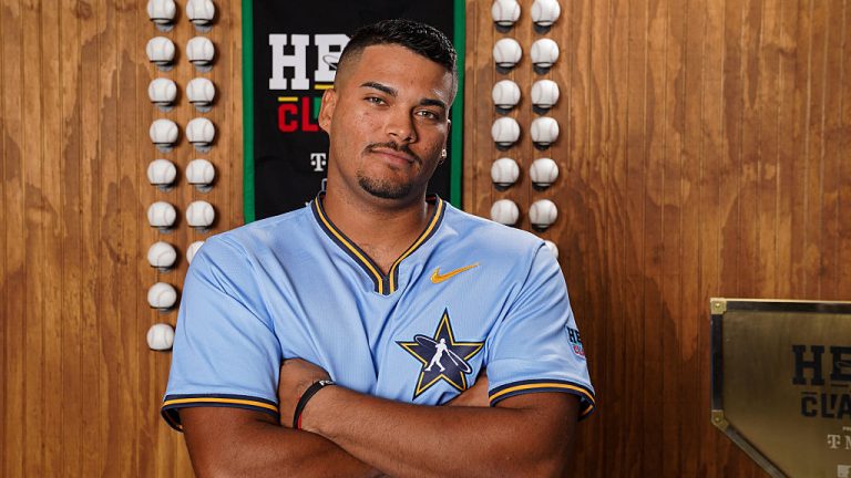ATLANTA, GA - JULY 10: Andrey Martinez of Bethune-Cookman University poses for a photo during the 2025 HBCU Swingman Classic player photo shoot at The Westin Buckhead Atlanta on Thursday, July 10, 2025 in Atlanta, Georgia. (Photo by Kyrease Desseau/MLB Photos via Getty Images)