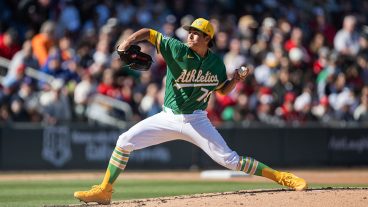 LAS VEGAS, NEVADA - MARCH 7: Gage Jump #79 of the Athletics pitches during a spring training game against the Los Angeles Angels at Las Vegas Ballpark on March 7, 2026 in Las Vegas, Nevada. (Photo by Justine Willard/Athletics/Getty Images)