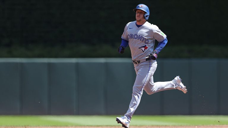 MINNEAPOLIS, MN - MAY 02: Toronto Blue Jays right fielder Myles Straw (3) rounds the bases after hitting a solo home run during the second inning of the MLB game between Toronto Blue Jays and the Minnesota Twins on May 2nd, 2026, at Target Field in Minneapolis, MN. (Photo by Bailey Hillesheim/Icon Sportswire via Getty Images)