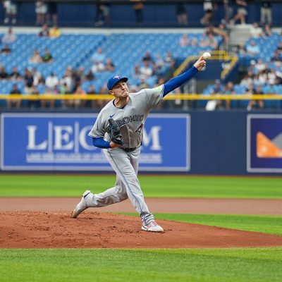 ST. PETERSBURG, FL - MAY 06: Patrick Corbin #46 of the Toronto Blue Jays pitches during the game between the Toronto Blue Jays and the Tampa Bay Rays at Tropicana Field on Wednesday, May 6, 2026 in St. Petersburg, Florida. (Photo by Alex Zadorozny/MLB Photos via Getty Images)