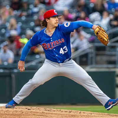 Chad Dallas of the Buffalo Bisons delivers a pitch during a Minor League Baseball game at Coca-Cola Park in Allentown, United States, on May 8, 2026. (Photo by Dan Squicciarini/NurPhoto via Getty Images)