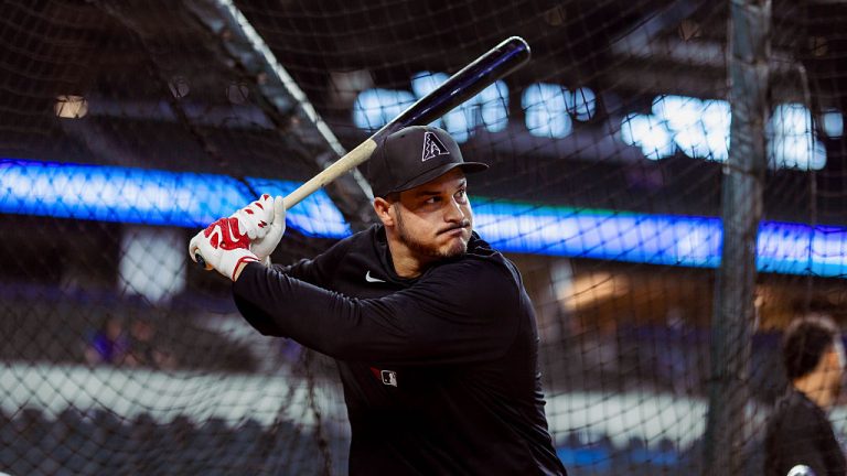 ARLINGTON, TX - MAY 12: Nolan Arenado #28 of the Arizona Diamondbacks takes batting practice prior to the game between the Arizona Diamondbacks and the Texas Rangers at Globe Life Field on Tuesday, May 12, 2026 in Arlington, Texas. (Photo by Kelcee Skoug/MLB Photos via Getty Images)