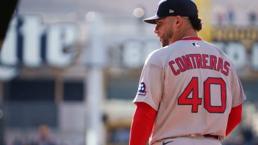 CLEVELAND, OH - MAY 30: Willson Contreras #40 of the Boston Red Sox looks on during the game between the Boston Red Sox and the Cleveland Guardians at Progressive Field on Saturday, May 30, 2026 in Cleveland, Ohio. (Photo by Sean Finucane/MLB Photos via Getty Images)