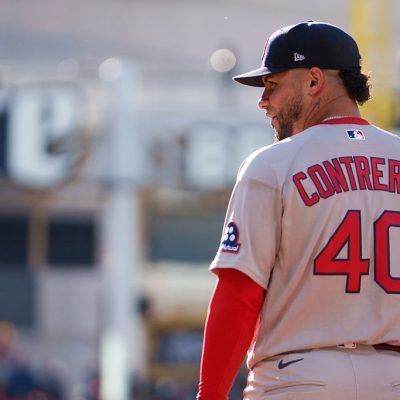 CLEVELAND, OH - MAY 30: Willson Contreras #40 of the Boston Red Sox looks on during the game between the Boston Red Sox and the Cleveland Guardians at Progressive Field on Saturday, May 30, 2026 in Cleveland, Ohio. (Photo by Sean Finucane/MLB Photos via Getty Images)