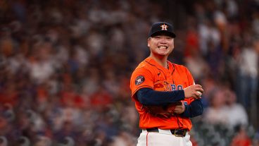 HOUSTON, TEXAS - MAY 29: Kai-Wei Teng #17 of the Houston Astros smiles in the second inning during a game against the Milwaukee Brewers at Daikin Park on May 29, 2026 in Houston, Texas. (Photo by Houston Astros/Getty Images)
