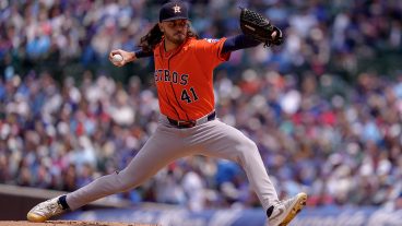 CHICAGO, ILLINOIS - MAY 22: Spencer Arrighetti #41 of the Houston Astros pitches in a game against the Chicago Cubs at Wrigley Field on May 22, 2026 in Chicago, Illinois. (Photo by Matt Dirksen/Chicago Cubs/Getty Images)