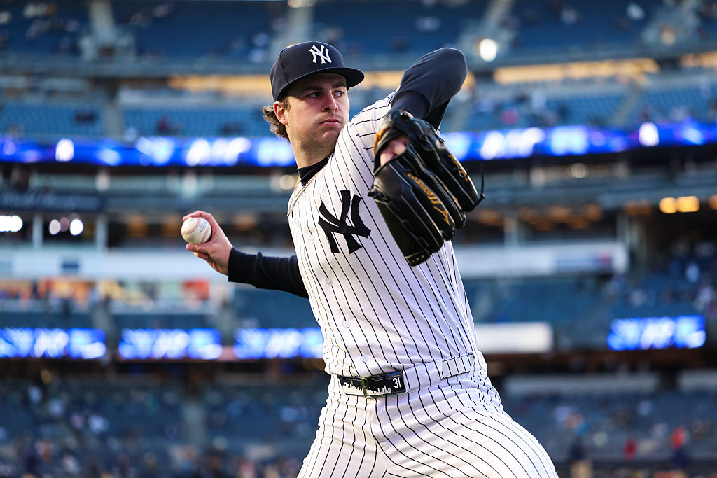 NEW YORK, NY - APRIL 07: Cam Schlittler #31 of the New York Yankees warms up before the game against the Athletics at Yankee Stadium on April 7, 2026 in New York, New York. (Photo by New York Yankees/Getty Images)