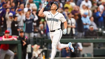 SEATTLE, WASHINGTON - JUNE 29: Dominic Canzone #8 of the Seattle Mariners reacts after hitting a home run during the sixth inning against the Los Angeles Angels at T-Mobile Park on June 29, 2026 in Seattle, Washington. (Photo by Olivia Vanni/Getty Images)