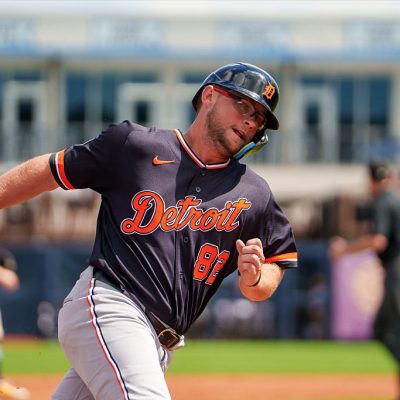 PORT CHARLOTTE, FL - FEBRUARY 28: Max Anderson #82 of the Detroit Tigers rounds the bases during the game between the Detroit Tigers and the Tampa Bay Rays at Charlotte Sports Park on Saturday, February 28, 2026 in Port Charlotte, Florida. (Photo by Sean Finucane/MLB Photos via Getty Images)