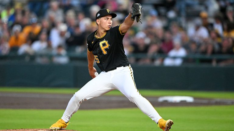 BRADENTON, FLORIDA - MARCH 20, 2026: Seth Hernandez #25 of the Pittsburgh Pirates throws a pitch during the first inning of a spring training Spring Breakout game against the Detroit Tigers at LECOM Park on March 20, 2026 in Bradenton, Florida. (Photo by Nick Cammett/Diamond Images via Getty Images)