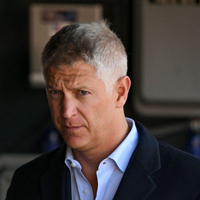 BALTIMORE, MARYLAND - MARCH 28, 2026: President of baseball operations and general manager Mike Elias of the Baltimore Orioles looks on prior to a game against the Minnesota Twins at Oriole Park at Camden Yards on March 28, 2026 in Baltimore, Maryland. (Photo by Chris Bernacchi/Diamond Images via Getty Images)