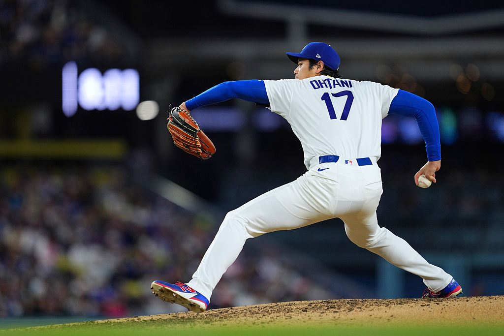 LOS ANGELES, CALIFORNIA - MAY 27: Shohei Ohtani #17 of the Los Angeles Dodgers pitches during the game between the Los Angeles Dodgers and the Colorado Rockies at Dodger Stadium on May 27, 2026 in Los Angeles, California. (Photo by Yuichi Masuda/Getty Images)