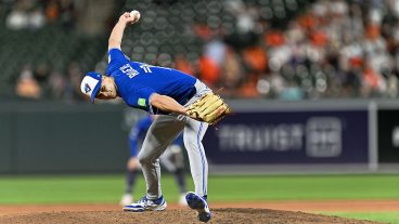 BALTIMORE, MD - MAY 28: Tyler Rogers #71 of the Toronto Blue Jays pitches against the Baltimore Orioles at Oriole Park at Camden Yards on May 28, 2026 in Baltimore, Maryland. (Photo by Jamie Sabau/Getty Images)