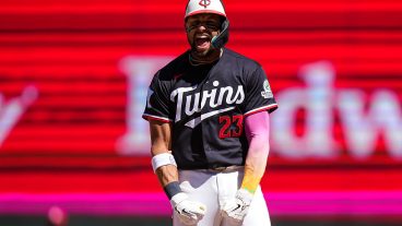 MINNEAPOLIS, MN - JUNE 14: Royce Lewis #23 of the Minnesota Twins celebrates against the St. Louis Cardinals on June 14, 2026 at Target Field in Minneapolis, Minnesota. (Photo by Brace Hemmelgarn/Minnesota Twins/Getty Images)