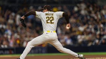 SAN DIEGO, CALIFORNIA - JUNE 23: Mason Miller #22 of the San Diego Padres pitches in the ninth inning during the game against the Atlanta Braves at Petco Park on June 23, 2026 in San Diego, California. (Photo by Matt Thomas/San Diego Padres/Getty Images)