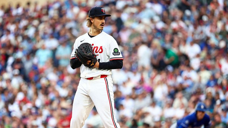 MINNEAPOLIS, MN - JUNE 24: Joe Ryan #41 of Minnesota Twins pitches during the game between the Los Angeles Dodgers and the Minnesota Twins at Target Field on Wednesday, June 24, 2026 in Minneapolis, Minnesota. (Photo by Michael Turner/MLB Photos via Getty Images)