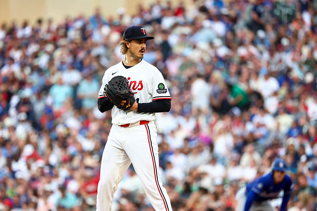 MINNEAPOLIS, MN - JUNE 24: Joe Ryan #41 of Minnesota Twins pitches during the game between the Los Angeles Dodgers and the Minnesota Twins at Target Field on Wednesday, June 24, 2026 in Minneapolis, Minnesota. (Photo by <a rel=