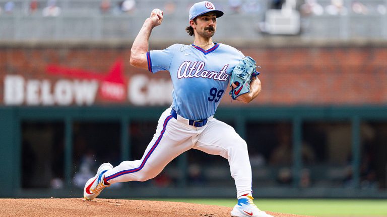 ATLANTA, GA - JUNE 06: Spencer Strider #99 of the Atlanta Braves pitches in the first inning during the game against the Pittsburgh Pirates at Truist Park on June 6, 2026 in Atlanta, Georgia. (Photo by Jack Casey/Atlanta Braves/Getty Images)