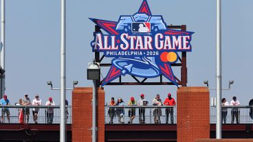 PHILADELPHIA, PA - MARCH 26: A general view of the 2026 All Star Game logo prior to the game between the Philadelphia Phillies and Texas Rangers on March 26, 2026 at Citizens Bamk Park in Philadelphia, Pennsylvania. (Photo by Rich Graessle/Icon Sportswire via Getty Images)