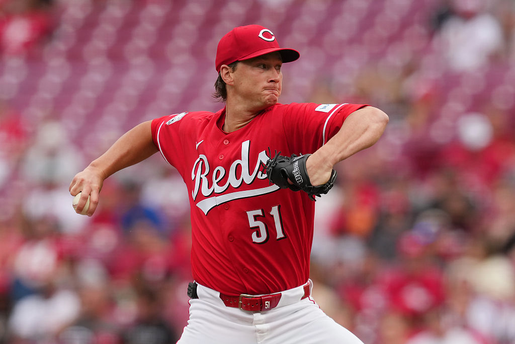 CINCINNATI, OHIO - JUNE 16: Brady Singer #51 of the Cincinnati Reds pitches in the first inning against the New York Mets at Great American Ball Park on June 16, 2026 in Cincinnati, Ohio. (Photo by Dylan Buell/Getty Images)