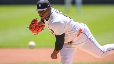 DETROIT, MI - JUNE 27: Detroit Tigers Framber Valdez (59) pitching in the first inning during game between Houston Astros and Detroit Tigers on June 27, 2026 at Comerica Park in Detroit, MI (Photo by Allan Dranberg/Icon Sportswire via Getty Images)