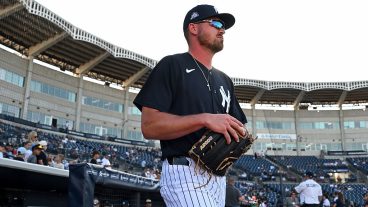 TAMPA, FLORIDA - MARCH 21, 2026: Garrett Martin #47 of the New York Yankees walks onto the field prior to a spring training Spring Breakout game against the Atlanta Braves at George M. Steinbrenner Field on March 21, 2026 in Tampa, Florida. (Photo by Nick Cammett/Diamond Images via Getty Images)