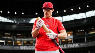 SEATTLE, WA - JULY 02: Wade Meckler #53 of the Los Angeles Angels looks on prior to the game between the Los Angeles Angels and the Seattle Mariners at T-Mobile Park on Thursday, July 2, 2026 in Seattle, Washington. (Photo by Eric Hiller/MLB Photos via Getty Images)