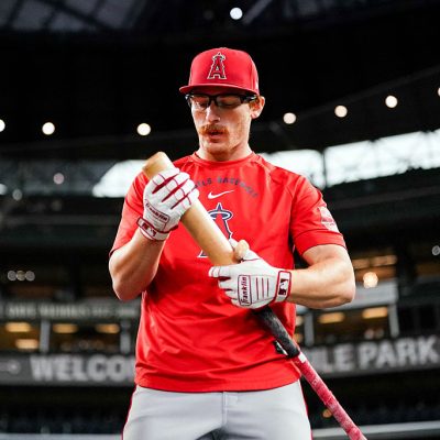 SEATTLE, WA - JULY 02: Wade Meckler #53 of the Los Angeles Angels looks on prior to the game between the Los Angeles Angels and the Seattle Mariners at T-Mobile Park on Thursday, July 2, 2026 in Seattle, Washington. (Photo by Eric Hiller/MLB Photos via Getty Images)