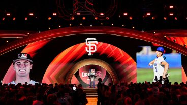 PHILADELPHIA, PA - JULY 11: Commissioner of Major League Baseball Robert D. Manfred announces Jackson Flora as the fourth overall pick by the San Francisco Giants during the 2026 MLB Draft presented by Nippon Express at Pennsylvania Convention Center on Saturday, July 11, 2026 in Philadelphia, Pennsylvania. (Photo by Daniel Shirey/MLB Photos via Getty Images)