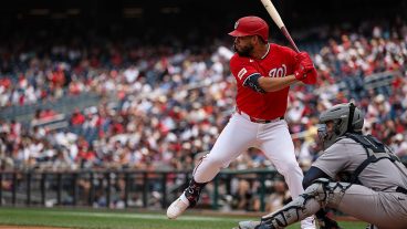 WASHINGTON, DC - JULY 12: Luis García Jr. #2 of the Washington Nationals at bat against the New York Yankees during the first inning at Nationals Park on July 12, 2026 in Washington, DC. (Photo by Scott Taetsch/Getty Images)