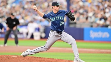 ST PETERSBURG, FLORIDA - JULY 12: Emerson Hancock #26 of the Seattle Mariners pitches against the Tampa Bay Rays during a game at Tropicana Field on July 12, 2026 in St Petersburg, Florida. (Photo by Julio Aguilar/Getty Images)