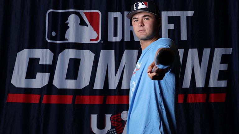 PHOENIX, AZ - JUNE 23: Jackson Flora #81 poses for a photo during the 2026 Draft Combine at Arizona Grand Resort Phoenix on Tuesday, June 23, 2026 in Phoenix, Arizona. (Photo by Aryanna Frank/MLB Photos via Getty Images)