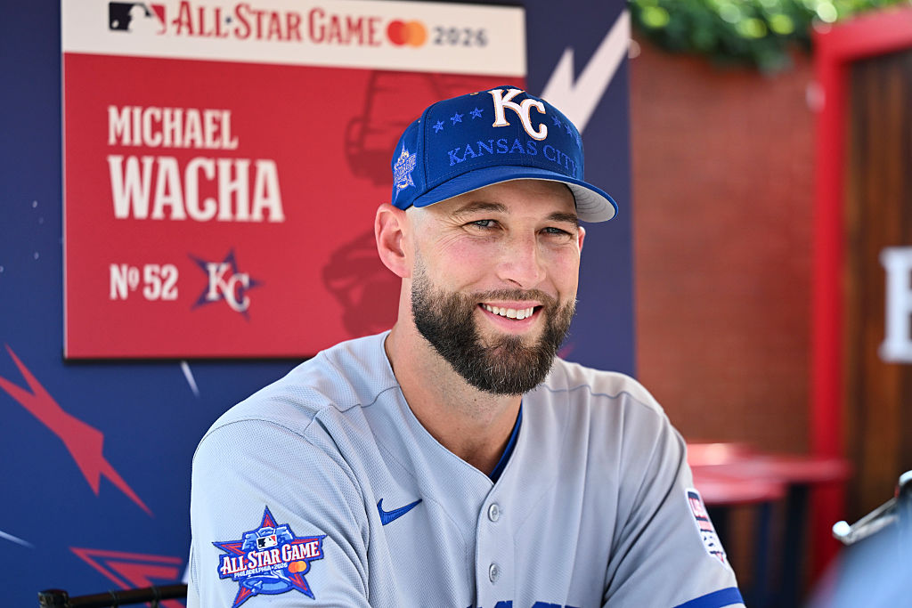 PHILADELPHIA, PA - JULY 13: Michael Wacha #52 of the Kansas City Royals speaks to the media during the 2026 American League Media Availability at Citizens Bank Park on Monday, July 13, 2026 in Philadelphia, Pennsylvania. (Photo by Drew Hallowell/MLB Photos via Getty Images)