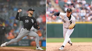 DETROIT, MICHIGAN - SEPTEMBER 28, 2024: Sean Burke #59 of the Chicago White Sox throws a pitch during the third inning against the Detroit Tigers at Comerica Park on September 28, 2024 in Detroit, Michigan. (Photo by George Kubas/Diamond Images via Getty Images) / CHICAGO, IL - MAY 10: Davis Martin #65 of the Chicago White Sox pitches during the game between the Seattle Mariners and the Chicago White Sox at Rate Field on Sunday, May 10, 2026 in Chicago, Illinois. (Photo by Lawrence Brown/MLB Photos via Getty Images)