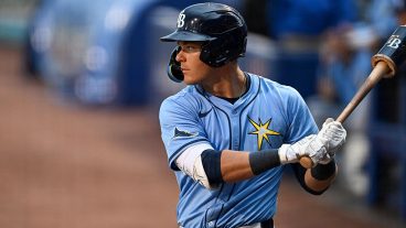 PORT ST. LUCIE, FLORIDA - MARCH 19, 2026: Theo Gillen #24 of the Tampa Bay Rays prepares to bat during the first inning of a spring training Spring Breakout game against the New York Mets at Clover Park on March 19, 2026 in Port St. Lucie, Florida. (Photo by Nick Cammett/Diamond Images via Getty Images)