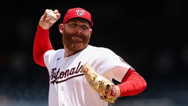 WASHINGTON, DC - JULY 29: Zack Littell #18 of the Washington Nationals pitches against the Toronto Blue Jays during the second inning at Nationals Park on July 29, 2026 in Washington, DC. (Photo by Scott Taetsch/Getty Images)
