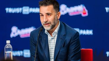 ATLANTA, GA - NOVEMBER 04: Alex Anthopoulos introduces Walt Weiss as the manager of the Atlanta Braves during a press conference at Truist Park on November 4, 2025 in Atlanta, Georgia. (Photo by Matthew Grimes Jr./Atlanta Braves/Getty Images)
