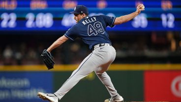 SEATTLE, WA - AUGUST 07: Kevin Kelly #49 of the Tampa Bay Rays pitches during the game between the Tampa Bay Rays and the Seattle Mariners at T-Mobile Park on Friday, August 7, 2026 in Seattle, Washington. (Photo by Eric Hiller/MLB Photos via Getty Images)