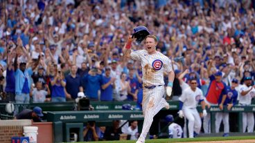 CHICAGO, ILLINOIS - AUGUST 6: Pete Crow-Armstrong #4 of the Chicago Cubs celebrates as he scores the game-winning run against the Toronto Blue Jays at Wrigley Field on August 6, 2026 in Chicago, Illinois. (Photo by Matt Dirksen/Chicago Cubs/Getty Images)