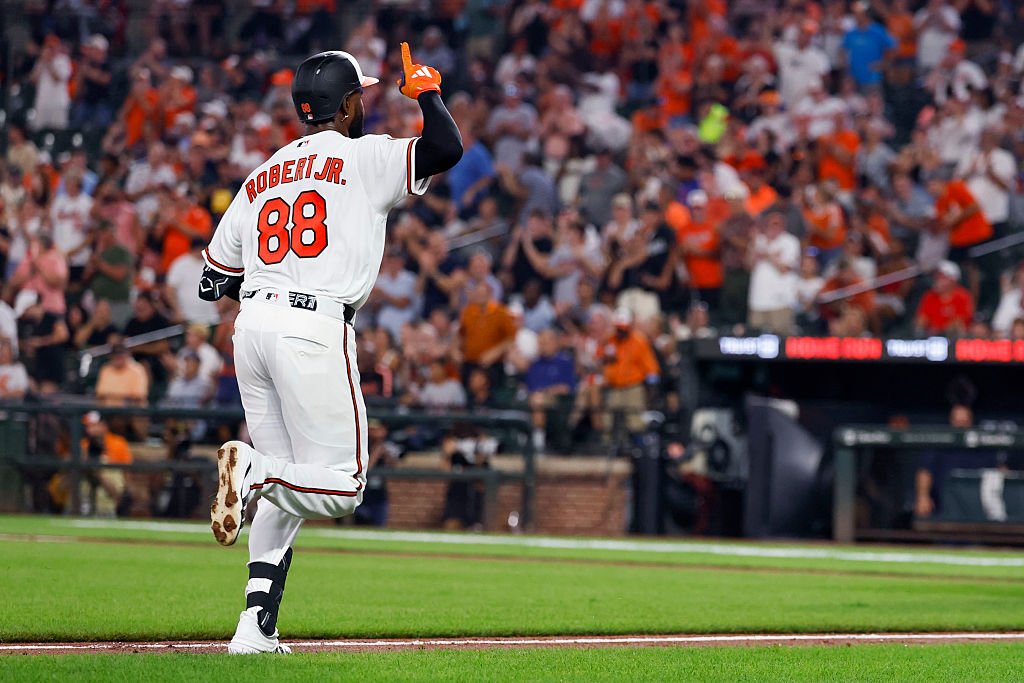 BALTIMORE, MD - SEPTEMBER 03: Luis Robert Jr. #88 of the Baltimore Orioles rounds the bases after hitting a solo home run in the fourth inning during the game between the Boston Red Sox and the Baltimore Orioles at Oriole Park at Camden Yards on Thursday, September 3, 2026 in Baltimore, Maryland. (Photo by Alyssa Piazza/MLB Photos via Getty Images)